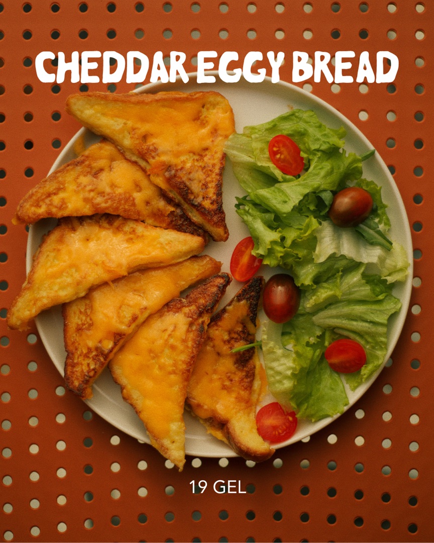 Cheddar eggy bread with salad